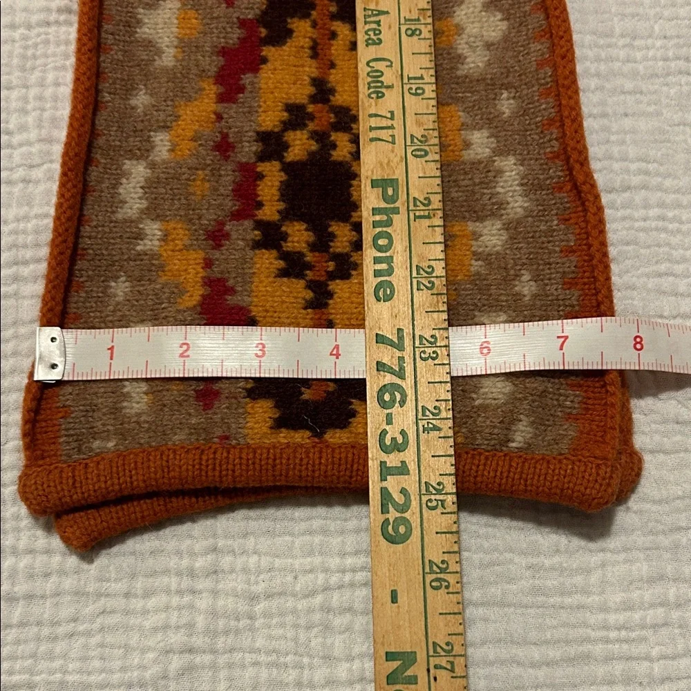 Echo Women’s Brown & Orange Knit Scarf 100% LambsWool Preppy Goblin Core Earthy